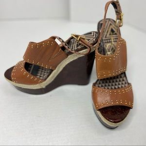 Leather studded wedges